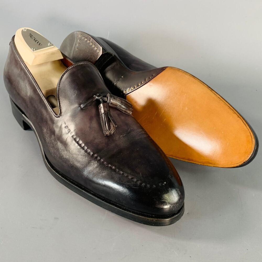 MAGNANNI Size 11 Black Leather Tassels Slip On Loafers - Picture 5 of 9